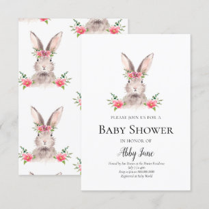 Cute Bunny Baby shower Invitation fille