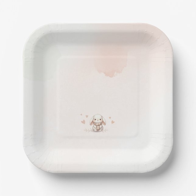 Cute Bunny Baby Shower paper plate Pappteller (Vorderseite)