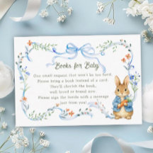 Cute Bunny Boy Floral Blue Bow Books for Baby 