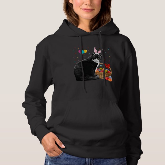 Cute Bunny Cat With Easter Egg Basket Happy Easter Hoodie (Vorderseite)
