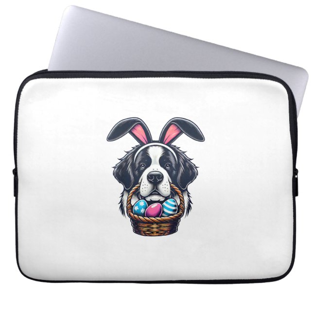 Cute Bunny Ear Saint Bernard Dog Easter Egg Owner  Laptopschutzhülle (Vorderseite)