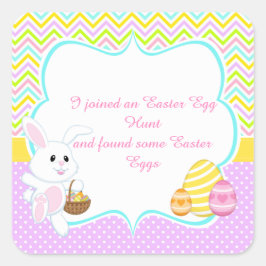 Cute Bunny Easter Egg Hunt Quadratischer Aufkleber