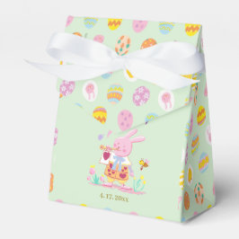 Cute Bunny & Egg Pattern Green Kids Birthday Geschenkschachtel