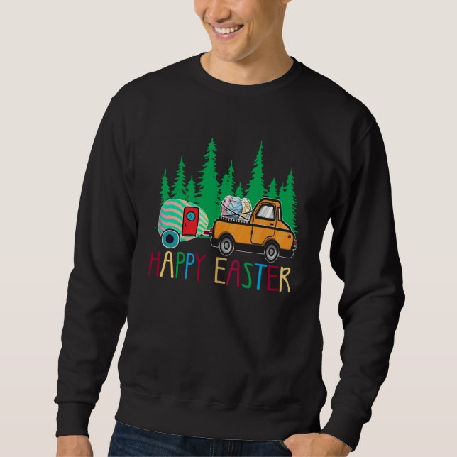 Cute Bunny Eggs Easter Camping Happy Easter Day Ca Sweatshirt (Vorderseite)