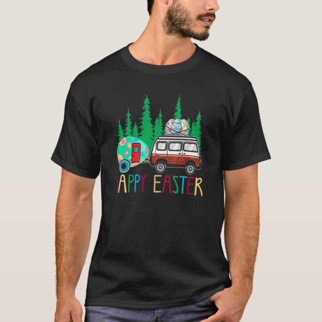 Cute Bunny Eggs Easter Camping Happy Easter Day Ca T-Shirt (Vorderseite)