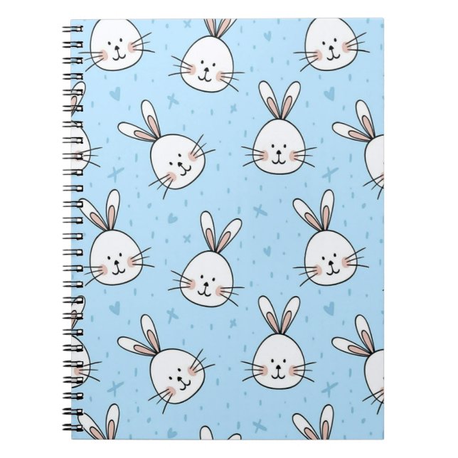 Cute Bunny Face Seamless Pattern Notizblock (Vorderseite)