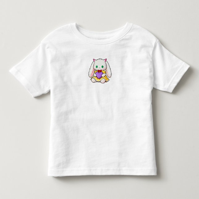 Cute Bunny Holding Heart Kids T-Shirt (Devant)