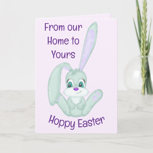 Cute Bunny Hoppy Easter  Feiertagskarte (Vorderseite)
