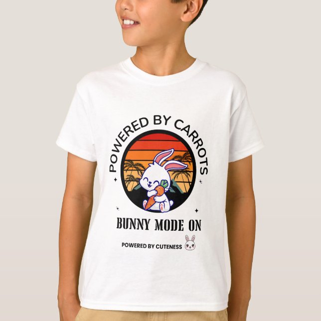 Cute Bunny Hugging Carrot Retro Sunset T-Shirt  (Devant)