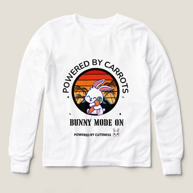 Cute Bunny Hugging Carrot Retro Sunset T-Shirt  (Design Vorderseite)