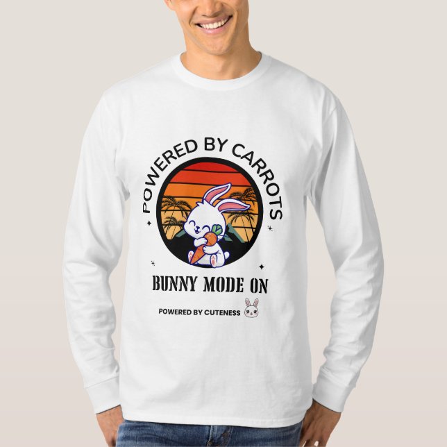 Cute Bunny Hugging Carrot Retro Sunset T-Shirt  (Devant)