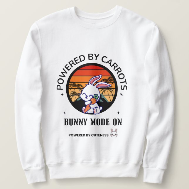 Cute Bunny Hugging Carrot Retro Sunset T-Shirt  Sweatshirt (Design vorne)