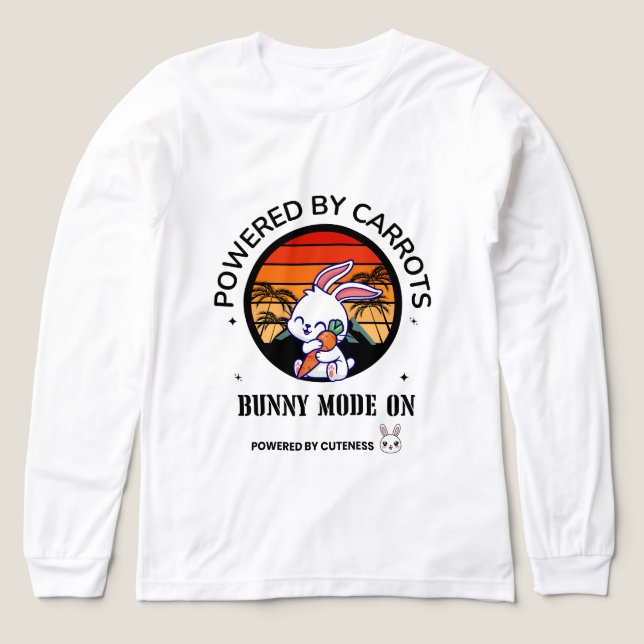 Cute Bunny Hugging Carrot Retro Sunset T-Shirt  Tri-Blend Shirt (Design Vorderseite)