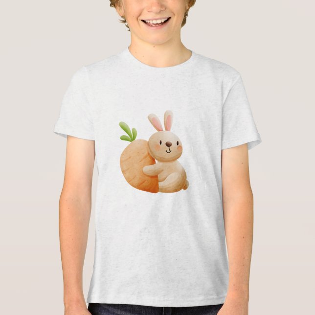Cute Bunny Hugging Carrot Tri-Blend Shirt (Vorderseite)