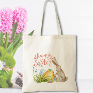 Cute Bunny Oeufs d'aquarelle Sac fourre-tout de Pâ