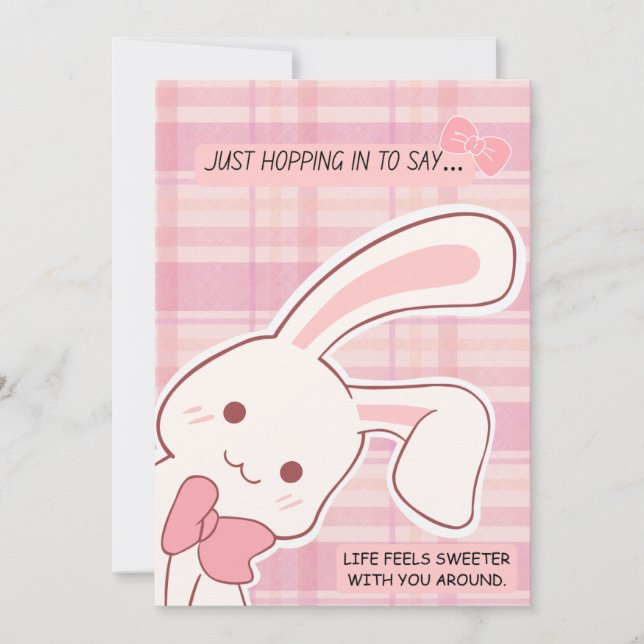 Cute Bunny Pink Greeting Feiertagskarte (Vorderseite)