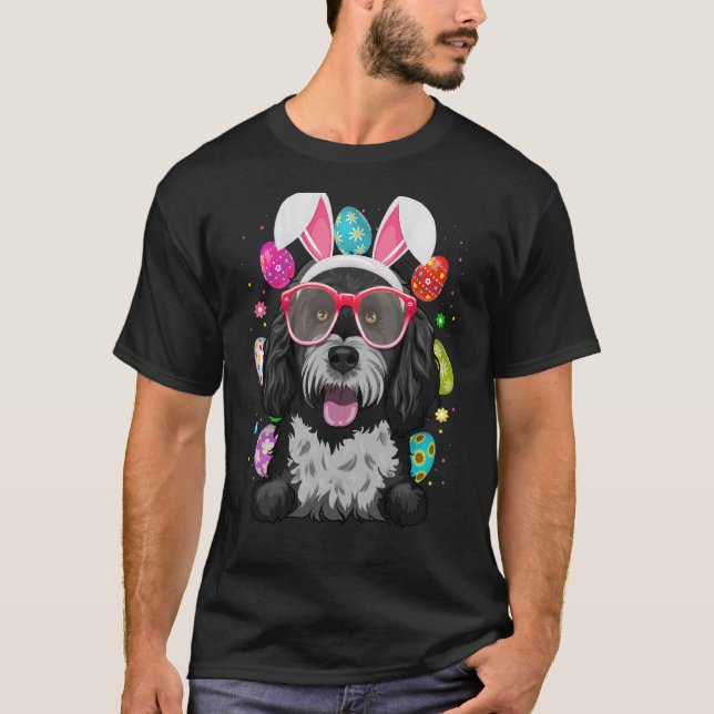 Cute Bunny Portuguese Water Dog Face Easter Eggs E T-Shirt (Vorderseite)