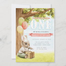 Cute Bunny Première Invitation d'anniversaire
