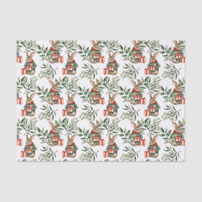 Cute Bunny Rabbit Christmas Tissue Paper Seidenpapier (Vorderseite)
