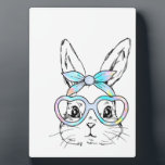 Cute Bunny Rabbit Face Tie Dye Glasses Girl Happy  Fotoplatte<br><div class="desc">Cute Bunny Rabbit Face Tie Dye Glasses Girl Happy Easter Day T-Shirt</div>