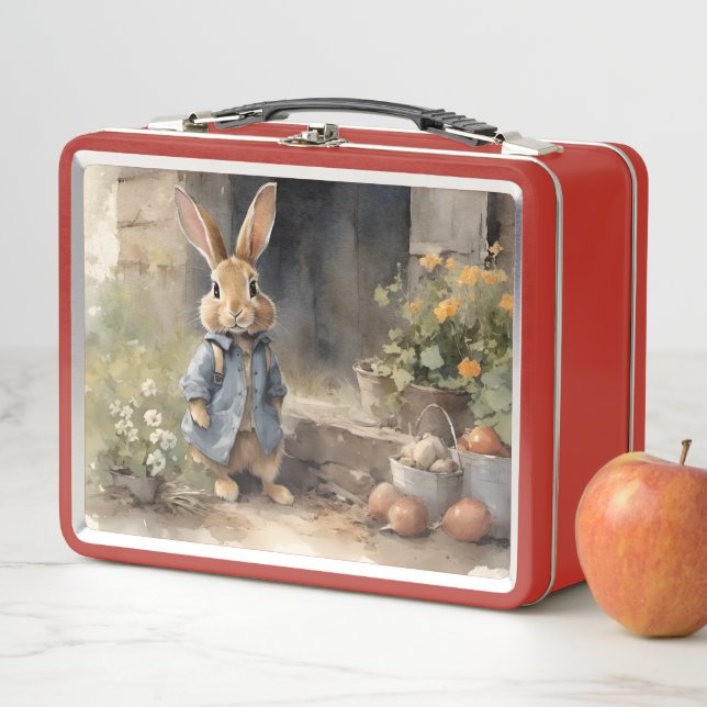 Cute Bunny Rabbit motif Metall Brotdose (Beispiel)