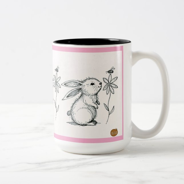 Cute Bunny Rabbit Mug Zweifarbige Tasse (Rechts)