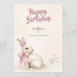 cute Bunny rabbit pink birthday party invitation Einladung