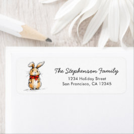 Cute Bunny Rabbit Sketch Return Address