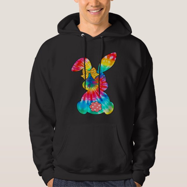 Cute Bunny Rabbit Tie Dye Bow Tie Easter Day Girls Hoodie (Vorderseite)