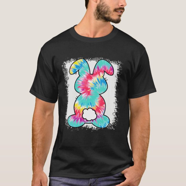 Cute Bunny Rabbit Tie Dye Bow Tie Easter Day Girls T-Shirt (Vorderseite)