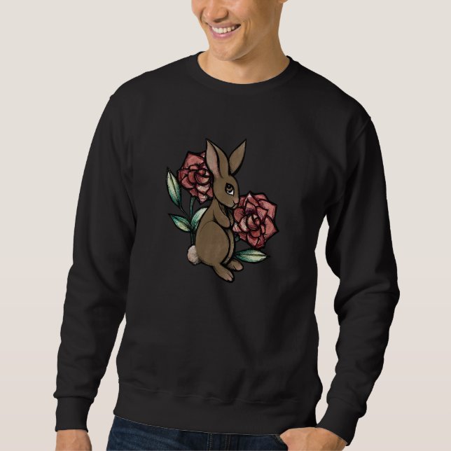 Cute bunny rabbit vintage roses sweatshirt (Vorderseite)
