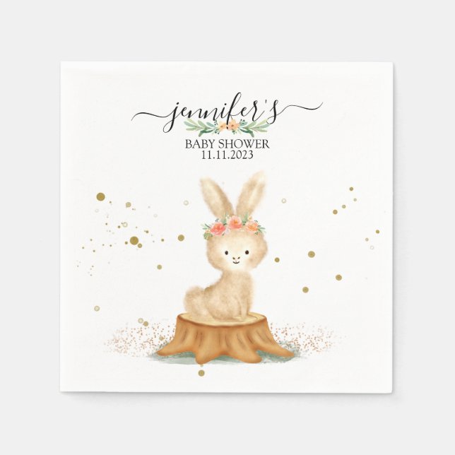 Cute Bunny Rabbit wildlife baby newborn Serviette (Vorderseite)