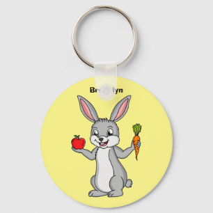 Cute bunny rabbit with vegetables cartoon schlüsselanhänger