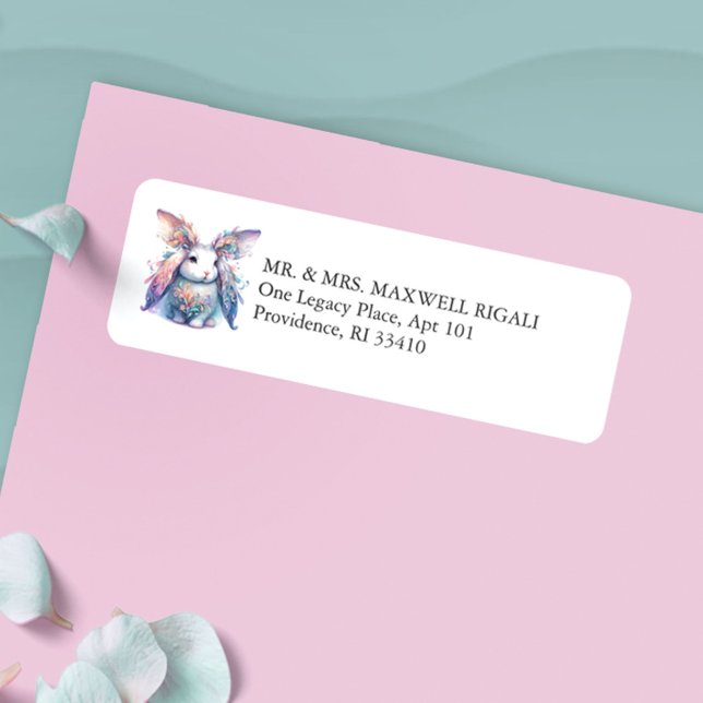Cute Bunny Retourner l'adresse Étiquettes de l'env (Easter bunny return address label cute watercolor magical rabbit exclusive to Do Tell A Belle)