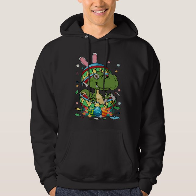 Cute Bunny Rex Dinosaur In Easter Egg Easter Day K Hoodie (Vorderseite)