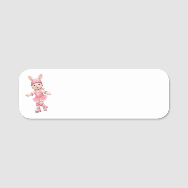 Cute Bunny School Name Label – Kids Back to School Namensschild (Vorderseite)
