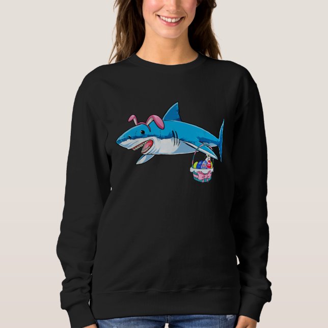 Cute Bunny Shark with Easter Basket and Bunny Happ Sweatshirt (Vorderseite)