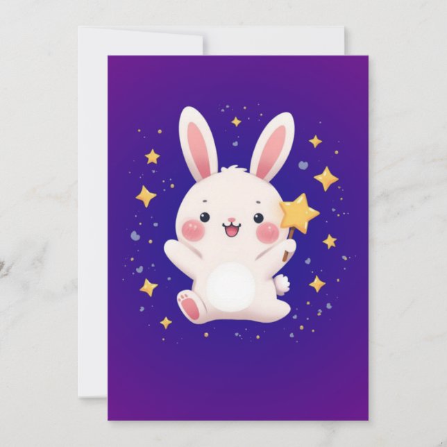 Cute Bunny Star Greeting Card Feiertagskarte (Vorderseite)