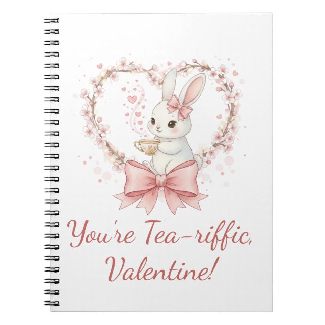 Cute Bunny Tea-riffic Valentine Spiral Notebook Notizblock (Vorderseite)