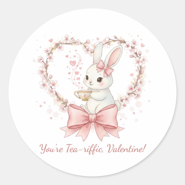 Cute Bunny Tea-riffic Valentine Sticker (Devant)