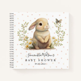 Cute Bunny with Butterfly Baby Shower Guest Book Notizbuch