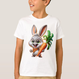 Cute Bunny With Carrot Happy Art T-Shirt