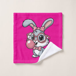 Cute Bunny with Glasses Blowing Bubble Gum