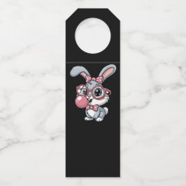 Cute Bunny with Glasses Blowing Bubble Gum Flaschenanhänger