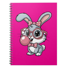 Cute Bunny with Glasses Blowing Bubble Gum Notizblock