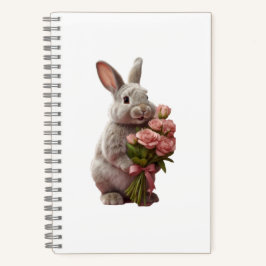 “Cute Bunny with Pink Roses” Adorable Art Design Notizbuch