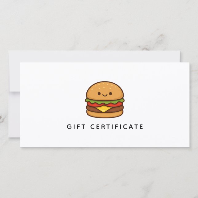 Cute Burger Restaurant Business Gift Certificate (Vorderseite)