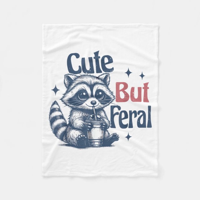 Cute But Feral Raccoon Drinking Boba Toddler Vinta Fleecedecke (Vorderseite)
