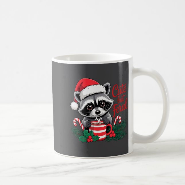 Cute But Feral Raccoon With Santa Hat Xmas Cute Ch Kaffeetasse (Rechts)
