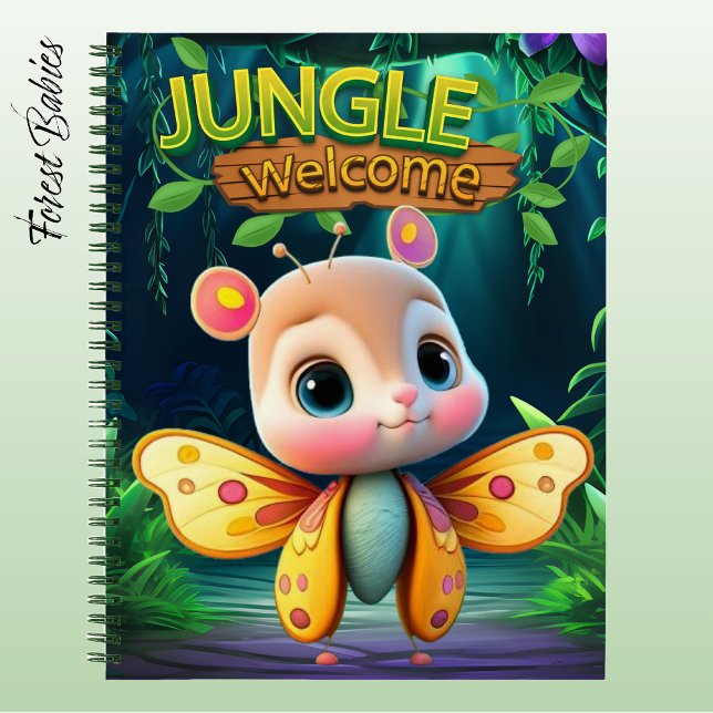 Cute Butterfly Girl Jungle Welcome Wildlife Fun 🦋 Notizbuch (Cute Girly Butterfly, Girl Jungle Welcome Notebook Animal Cartoon Graphic Character Stationery 🦋)